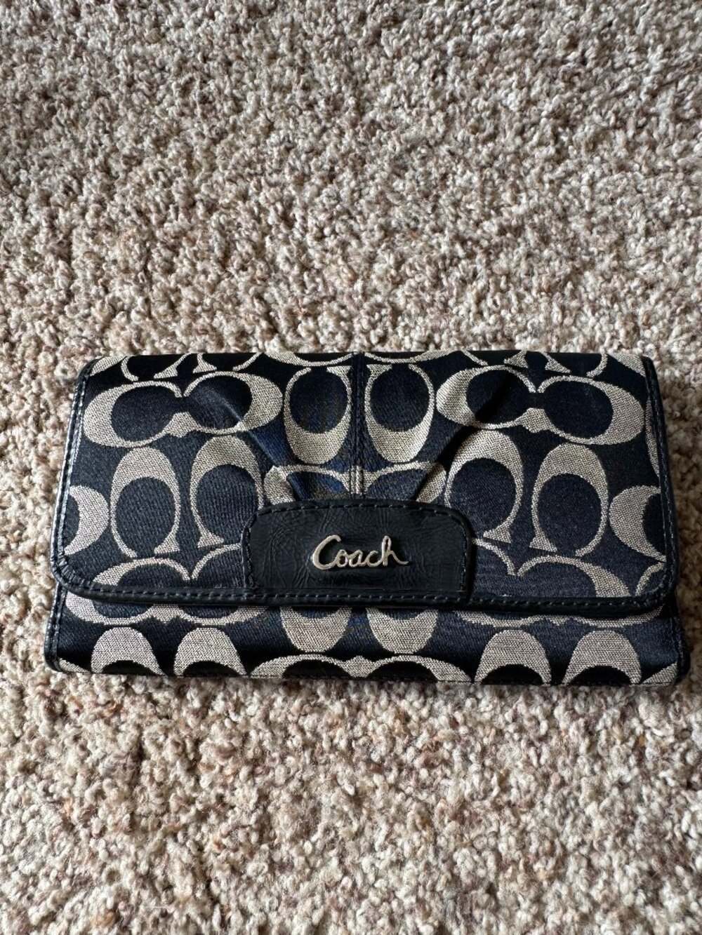 Vintage Coach Signature Pleated Slim Envelope Checkbook Wallet